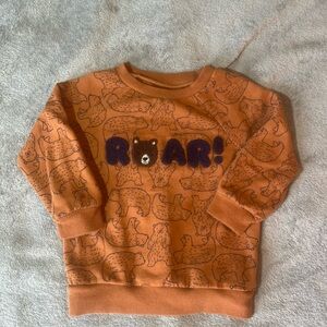 Little Me Orange Bear Graphic Sweatshirt
